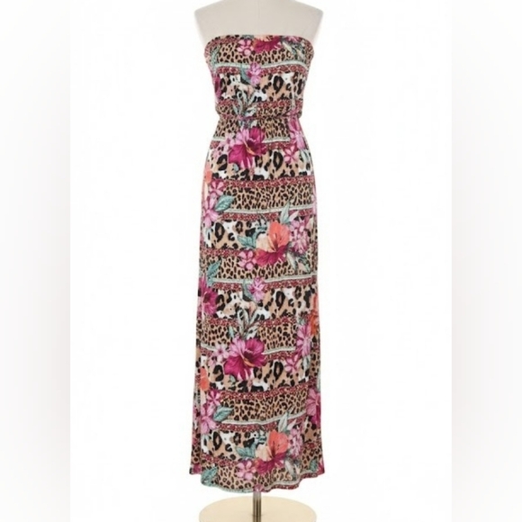 Lascana For Venus Dresses & Skirts - Lascana for Venus Strapless Maxi Dress Large Floral Animal Print Pockets EUC